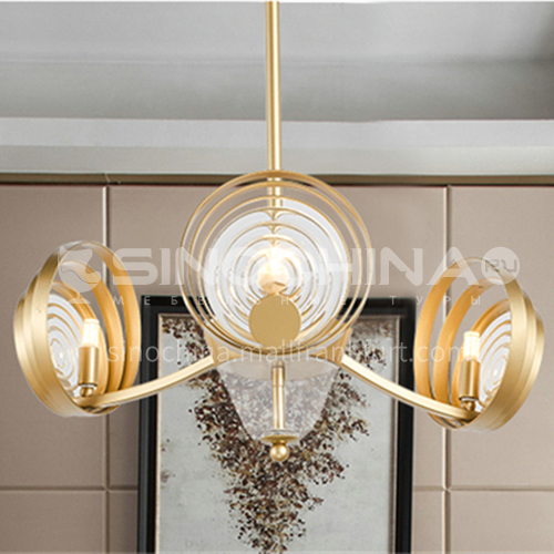 American chandelier living room atmospheric metal glass bedroom lamp post modern creative dining room lamp-WX-G9007